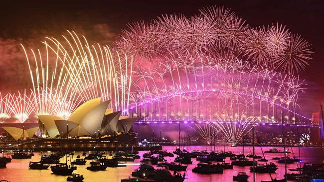 Fireworks light up the sky over the Sydney Harbour Bridge and the Sydney Opera House during New Year's Eve celebrations on January 01, 2025 in Sydney. Picture: Izhar Khan/Getty Images