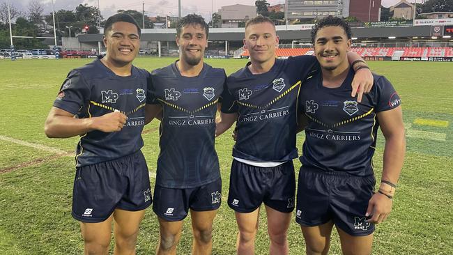 Mabel Park players Dean Tauaa, Jaycob Kingston-Francis, Ryan McCann and Cooper Day after their Round 1 win over Caloundra State High.