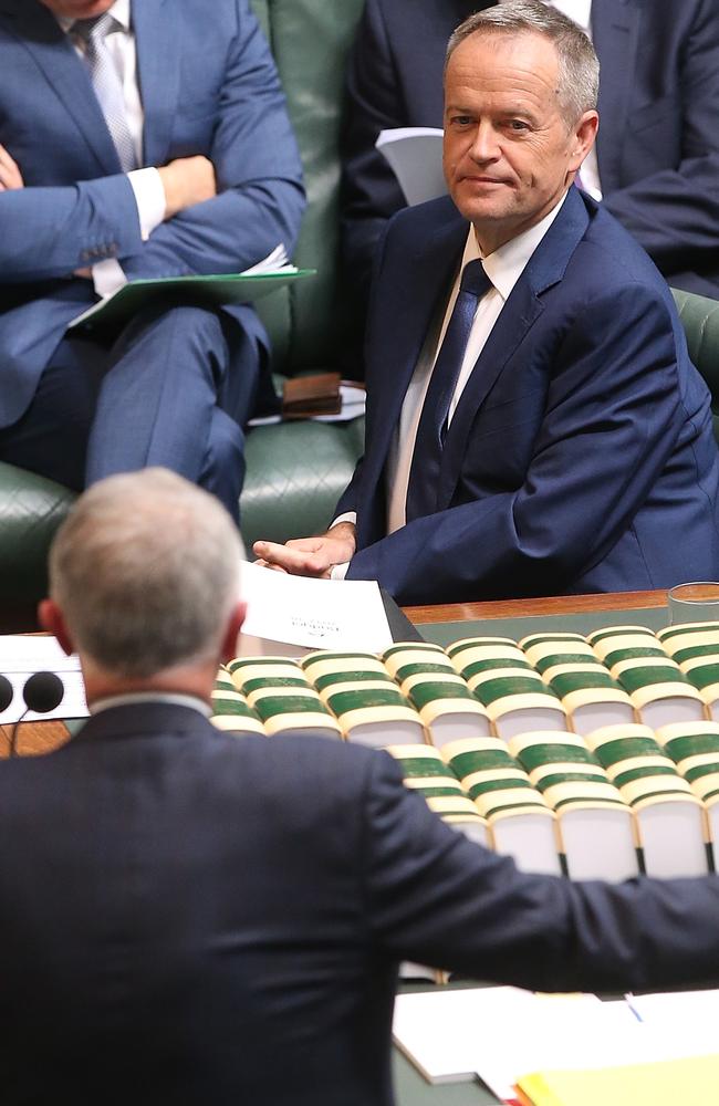 Opposition Leader Bill Shorten and PM Malcolm Turnbull in Question Time. Picture Kym Smith