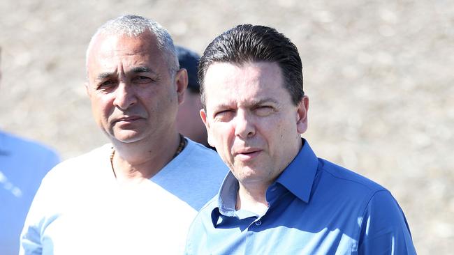 Australian Ugg boot maker Eddie Oygur and Nick Xenophon. Picture: Coleman-Rayner 