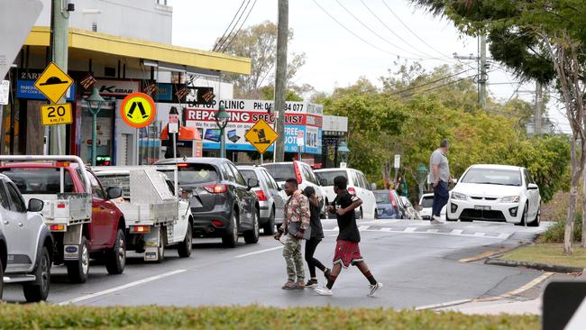 Speed zones will be reduced around the shops at Oxley Rd, Corinda in a trial to begin this year. Picture: AAP/Steve Pohlner