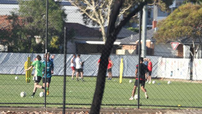 A photo supplied to The Messenger of an alleged training session at Frank Mitchell Reserve, which Football SA investigated and has now cleared White City Soccer Club of. Picture: Supplied