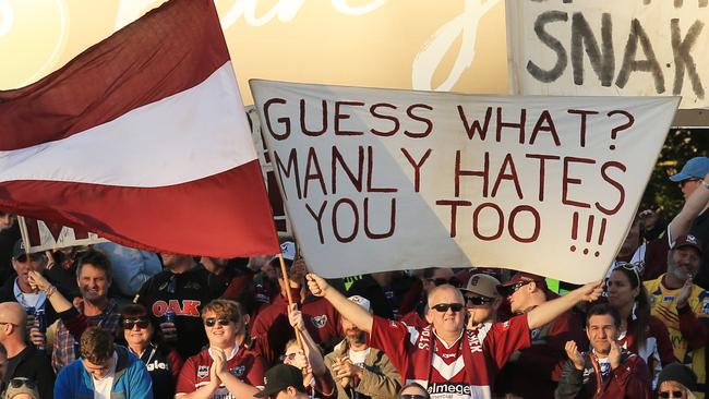 Manly fans during the game with the Panthers. Picture: Mark Evans