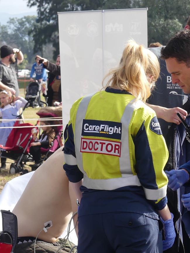 The man being treated by CareFlight and paramedics. Picture: CareFlight