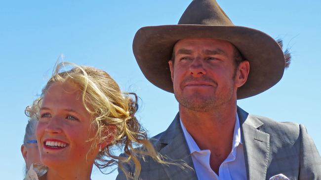 Tanja Ebert and Michael Burdon at their wedding at Oulnina Park Station earlier this year.