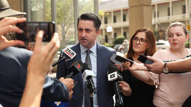 ABC news director Gaven Morris speaks to members of the media outside the Supreme Court in Sydney today. Picture: Brett Costello