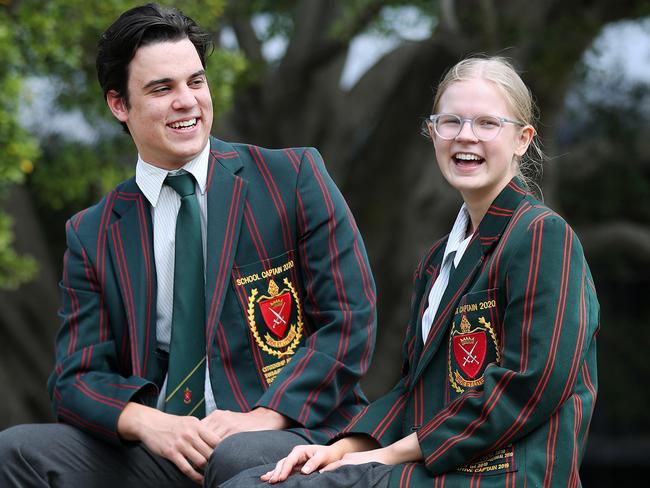 EMBARGOED 12.01am Monday 14 September: St Paul's School captains Lachlan Carter and Gracielle Manderson are thrilled that Griffith University will be offering early entry for 60 different courses which could save them from $20,000 in debt. Pics Tara Croser.