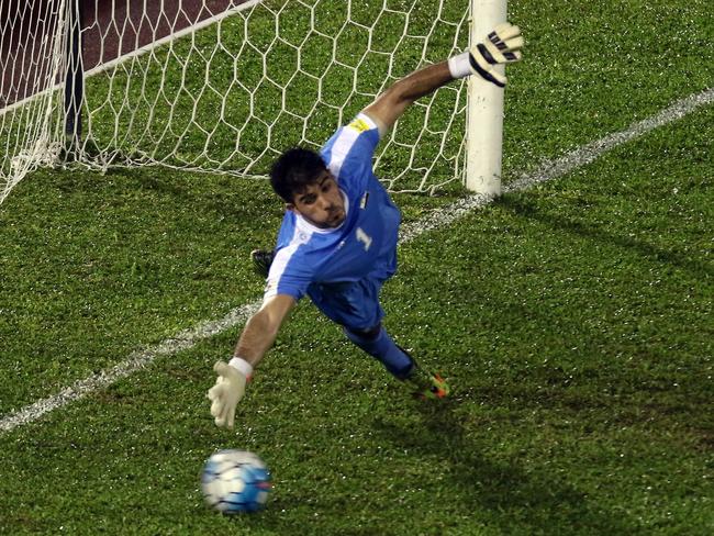 Ibrahim Alma of Syria in action at Hang Jebat Stadium during the Qualifier Group A Final Round match between Syria and China in Malacca, Malaysia.