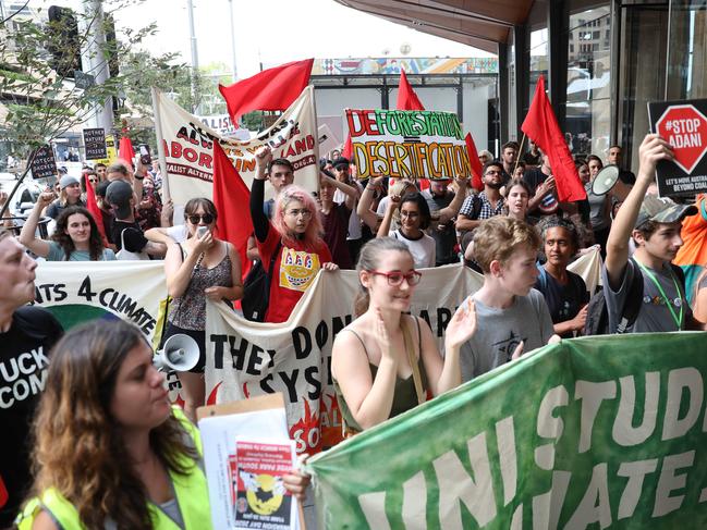 Climate Protesters outside AGL office on George Street, Sydney, 15th January 2020. Sydney Protest: Make the Climate Criminals Pay, Hosted by Uni Students for Climate JusticePicture by Damian Shaw