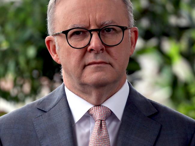 SYDNEY, AUSTRALIA - NCA NewsWire Photos - APRIL 06, 2023: Australian Prime Minister Anthony Albanese is pictured addressing the media at Wild Life Sydney Zoo in Darling Harbour. Picture: NCA NewsWire / Nicholas Eagar