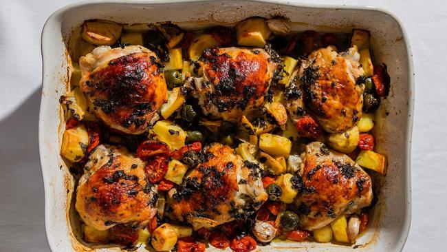 Elizabeth Hewson's one-tray chicken. Picture: Nikki To