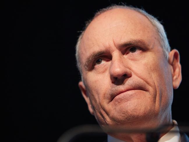 NAB Chairman and former Head of Treasury Dr Ken Henry addresses the Australian Shareholders' Association conference in Sydney, Tuesday, May 22, 2018. (AAP Image/Erik Anderson) NO ARCHIVING