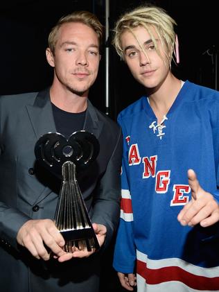 Diplo and the dreadlocked Justin Beiber won Dance Song of the Year for Where are u now. Picture: Frazer Harrison / Getty Images