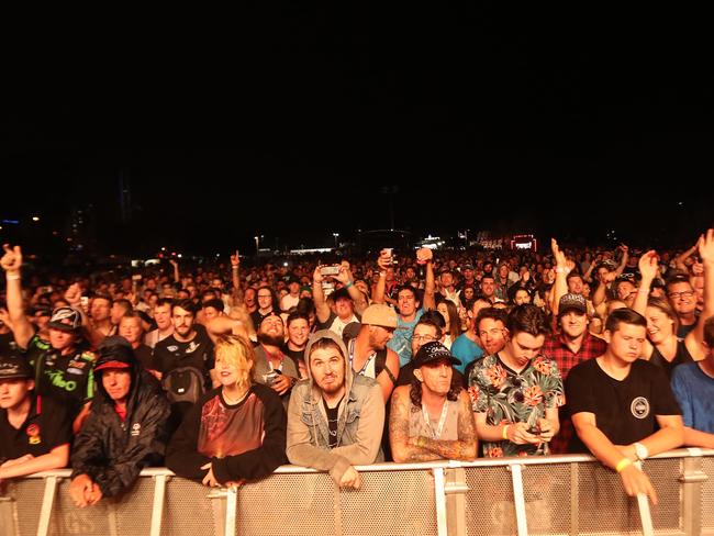 Motorsport fans at Birds of Tokyo’s 600 Sounds concert at Broadwater Parklands on Gold Coast 600 race weekend in 2016. Picture: Scott Fletcher