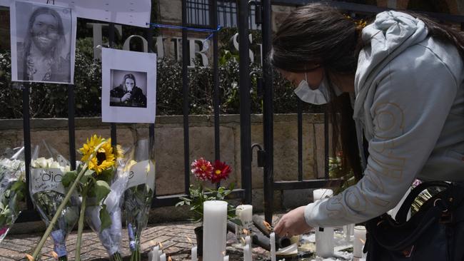 Colombian fans have placed their tributes outside the Casa Medina Hotel where the band's drummer Taylor Hawkins was found dead. Picture: Guillermo Legaria/Getty Images.