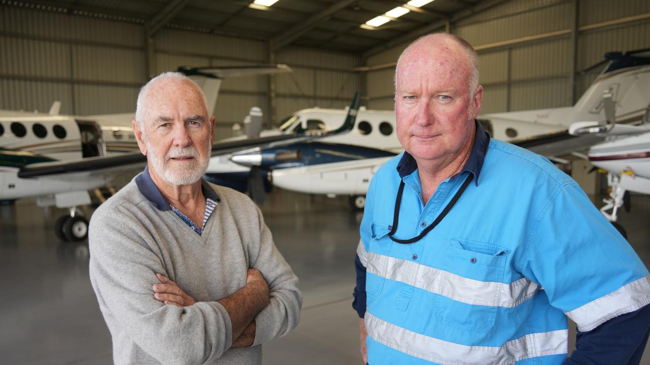 Concerned about the future of the Toowoomba City Community Airport are (from left) veteran pilot David Laughton and Toowoomba City Community Airport group president Matt Handley.