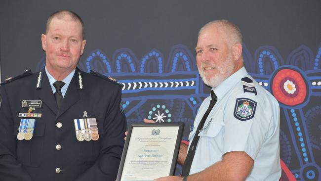 Sergeant Marcus Brown was awarded a Superintendent Certificate for his efficient management and facilitation of skills relating to the delivery of Active Armed Offender training. Picture: Lillian Watkins