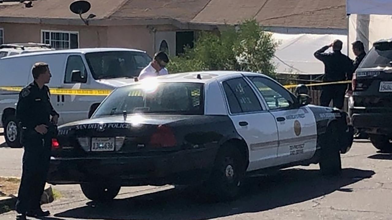 Police made the horrifying discovery after looking into the window of the home. Picture: John Wilkens/The San Diego Union-Tribune via AP