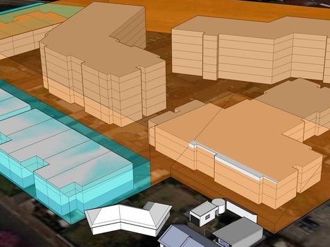 l Architect Michael Buchtmann has modelled the potential scale of Life Care's redevelopment plans for its Parkrose Village property at Everard Park. The model is based on a concept plan developed by architect firm Marchese for Life Care, which was published in a traffic report undertaken as part of arezoning process to allow higher density development on the Norman Tce site. Source: Michael Buchtmann