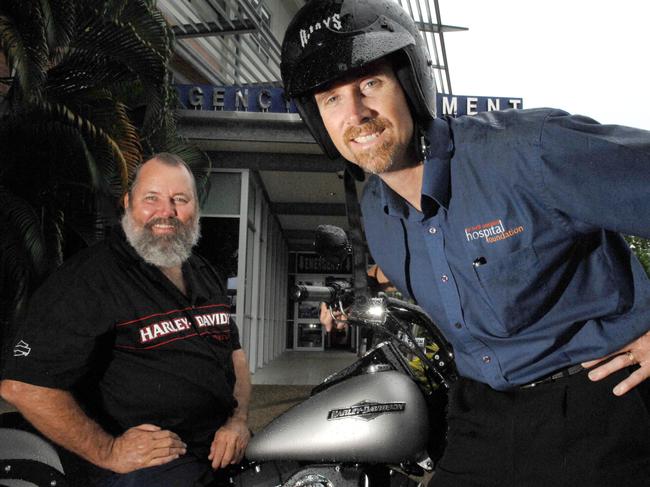 The annual Wayne Leonard's Motorcycle Muster is on again on Saturday, they are heading to Mission Beach for the ride while raising money on the way, funds will go towards the redevelopment of the Emergency Department at the Cains Base Hospital. L-R: Wayne Leonard and Tony Franz.