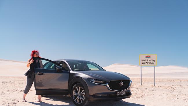 Lancelin sand dunes in WA is an adventure location to take your car — it’s when you feel good that you’re driving a Mazda CX-30