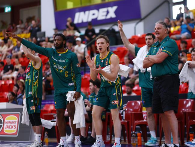 Players from the NBL’s newest franchise, the Tasmania JackJumpers, at the NBL Blitz in Darwin in October, 2022. Picture: Graham Denholm/Getty Images.