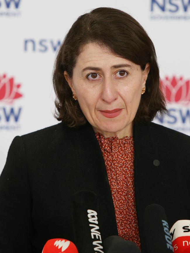 Gladys Berejiklian speaks on Friday. Picture: Getty