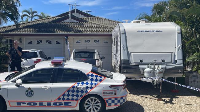 The scene of a home on Milea St, Bongaree where police found a 51-year-old woman dead in her home.