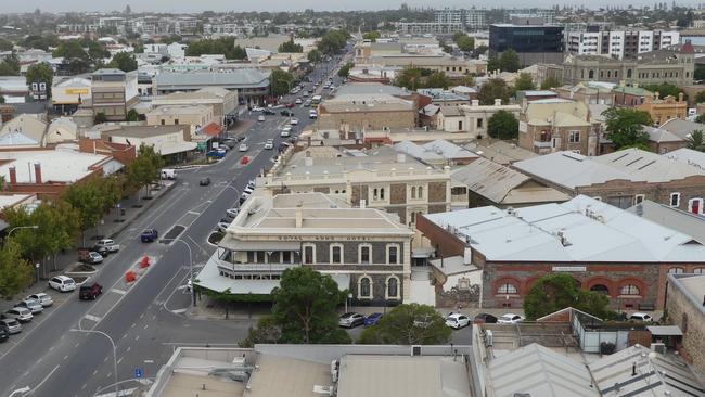 View from the top of the old DMH building where there will be a rooftop bar. Photo: Supplied