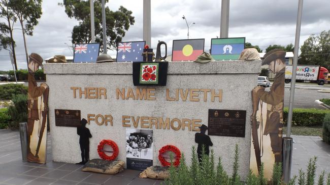 Mic Noble at the Logan war memorial, where the service was cancelled but he organised a video tribute. (AAP/Image Sarah Marshall)