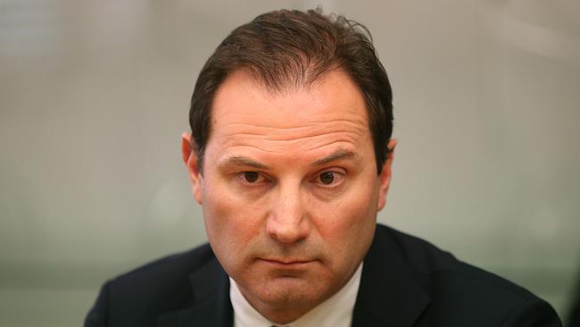 Frank Calabria, CEO Origin Energy listening to PM Malcolm Turnbull meeting with Energy Retailers with the Treasurer Scott Morrison and Minister for the Environment and Energy Josh Frydenberg at Parliament House in Canberra. Picture Kym Smith