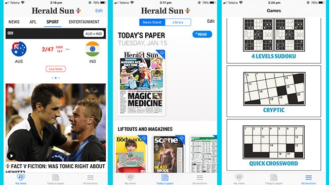 The Herald Sun app features live score centre for sports, easy access to Today’s Paper, plus daily interactive puzzles.