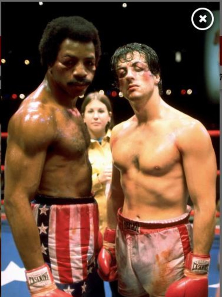 Weathers and Stallone in Rocky. Picture: Courtesy Everett Collection