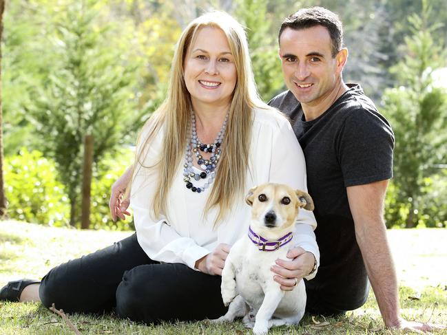 State of Origin referee Gerard Sutton at home in Camden South with his wife Julie today. Picture: Justin Lloyd