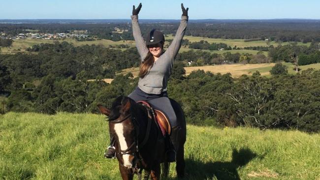 Paula Pratt horse riding on a rural property in 2016. Picture: Facebook