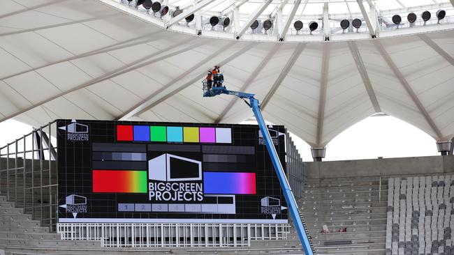 Work being done on the new Bankwest Stadium in Parramatta, ahead of it opening in April. 