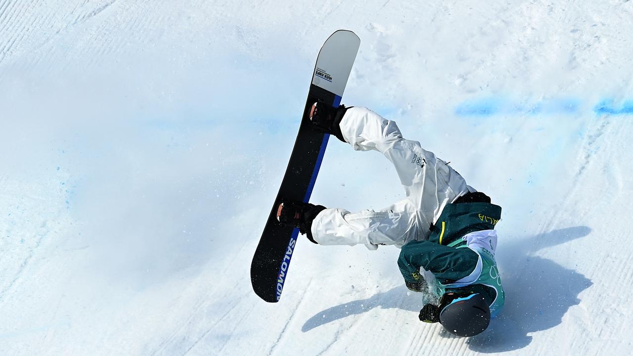 Tess Coady’s hopes of a second medal were crushed by a fall during the third run in the women's snowboard big air final. Picture: David Ramos/Getty Images