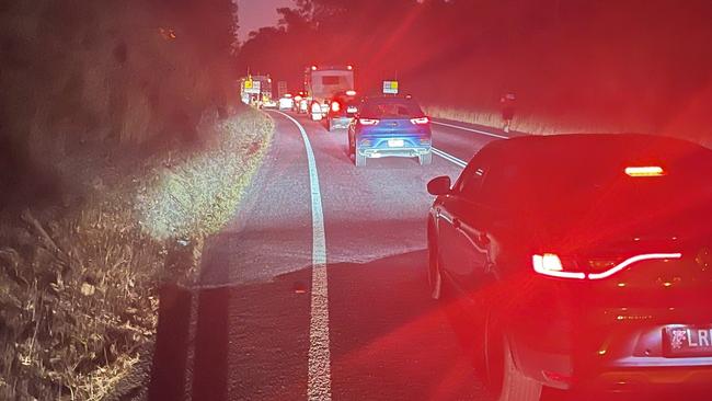 Traffic was backed up for at least 2km on the northbound side of the Bruce Highway due to the Kolonga crash.