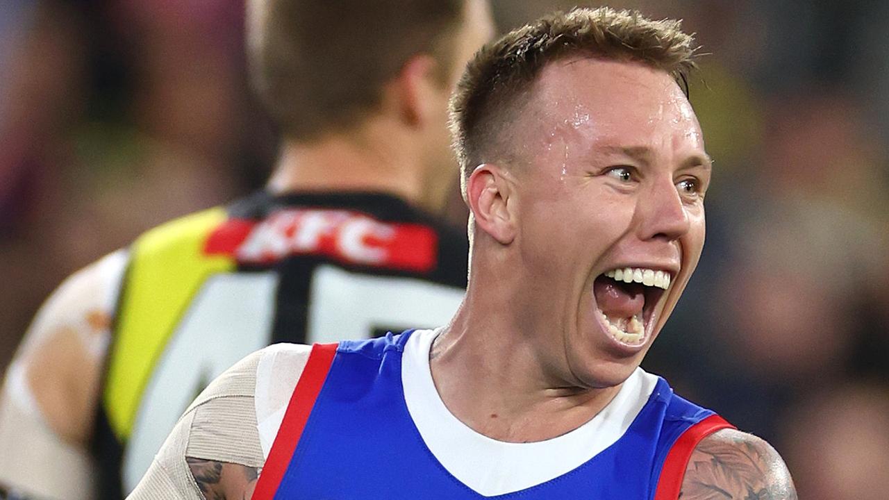 James Harmes booted an equal career-high four goals from 26 disposals in the Western Bulldogs’ 91-point drubbing of Richmond. Picture: Quinn Rooney / Getty Images