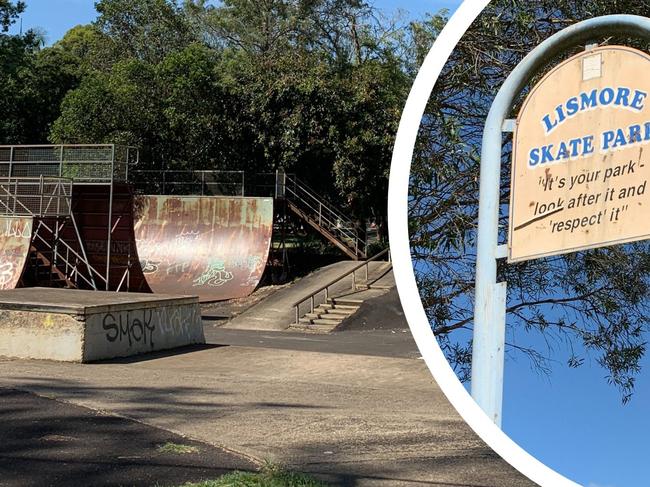 Lismore skate park title graphic, built in 1994, Lismore Council has received funding to create a new multi-sport park in the CBD.