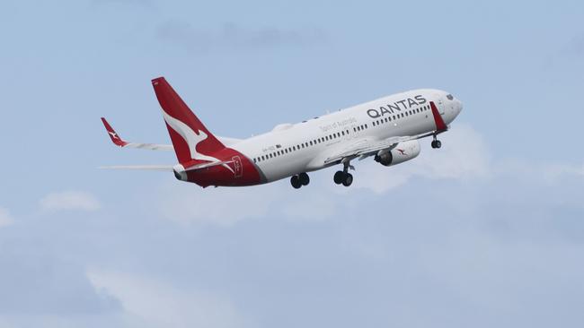 A Qantas plane pictured taking off at Sydney Airport. Picture: NCA NewsWire / Damian Shaw