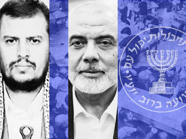 Left: Houthi leader Abdul-Malik al-Houthi; right: slain Hamas leader Ismail Haniyeh.