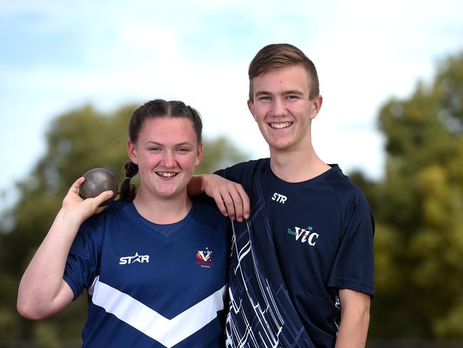 Siblings Tahlee Ferguson, 14 and brother Hamish, 16  - both have made different Vic teams. Tahlee (athletics - shot put) and Hamish (triathlon).Picture: Jason SammonWednesday 14 March