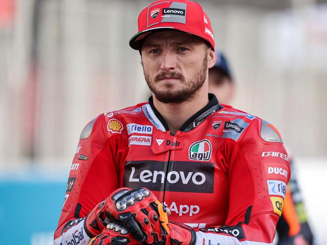 Ducati Lenovo Team's Australian rider Jack Miller looks on ahead of the Qatar MotoGP Grand Prix at the Losail International Circuit on the outskirts of Qatar's capital Doha on March 3, 2022. (Photo by KARIM JAAFAR / AFP)