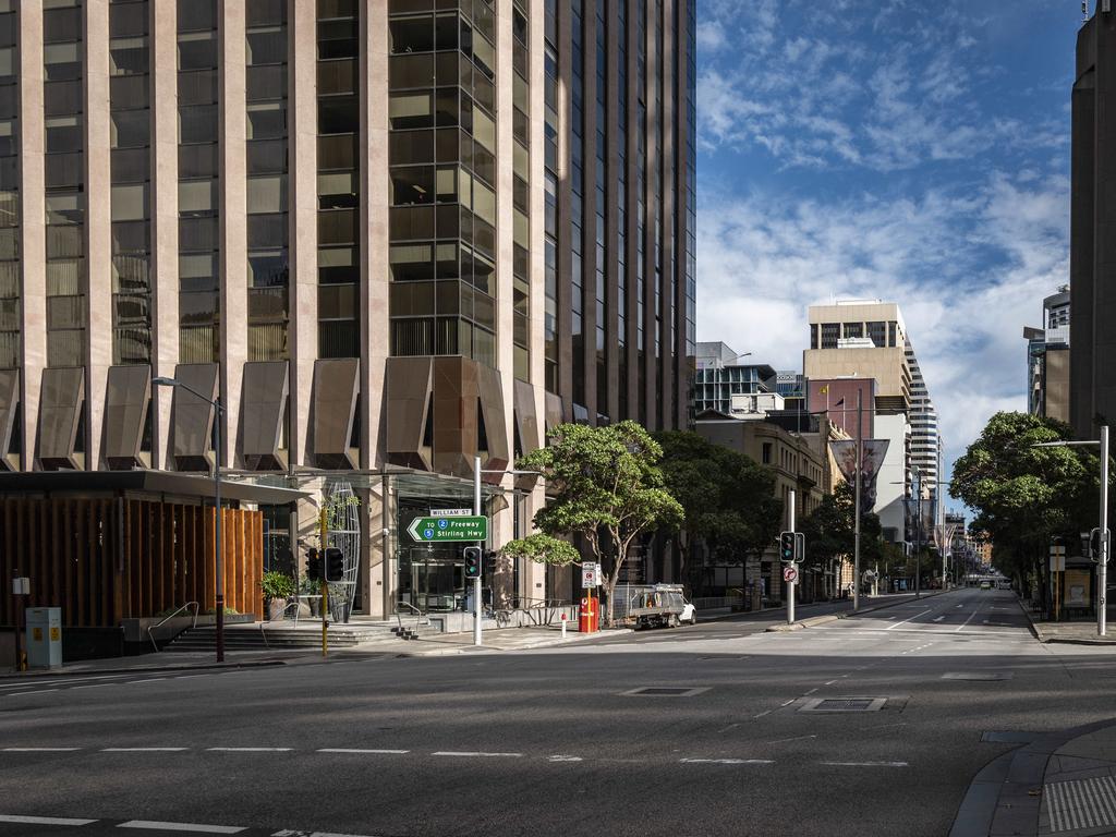 Deserted streets in Perth’s CBD. NCA NewsWire / Tony McDonough