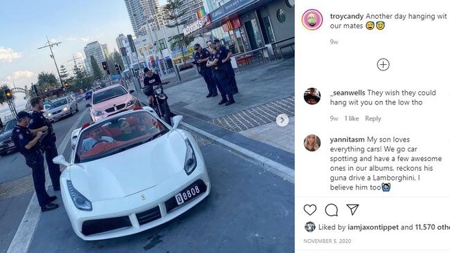 Insta-famous alleged hoon Troy Williams aka Troy Candy has moved to the Gold Coast. Picture: Instagram.