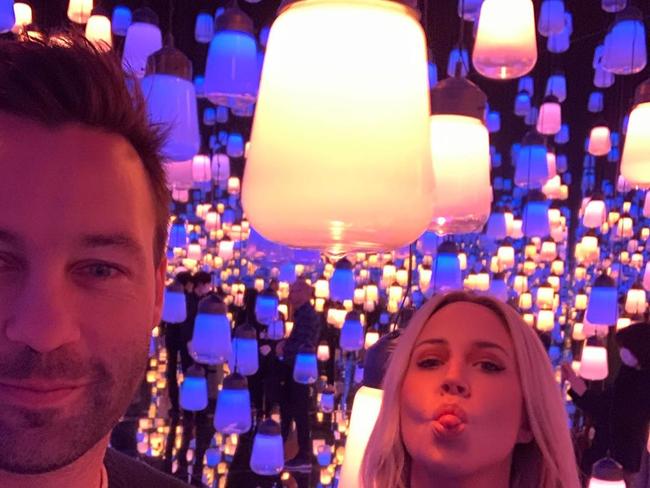 Jimmy Bartel and girlfriend Lauren Mand at the borderless art museum. Picture: Instagram