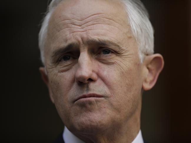 Liberal Party Spill, Parliament House, Canberra. Prime Minister Malcolm Turnbull gives a press conference, which was interrupted by his grandson Jack who stole the show, in the Prime Minister's Courtyard after a leadership vote in the Liberal Party which resulted in Scott Morrison being elected leader. Picture by Sean Davey.