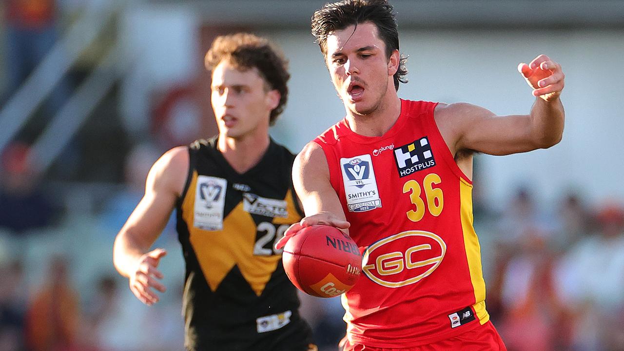 Hollands in action during Gold Coast’s VFL Grand Final win. Picture: Kelly Defina/AFL Photos/via Getty Images