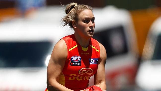 Ellie Hampson struggled with body issues as she tried to establish an AFLW career. Picture: Michael Willson/AFL Photos via Getty Images